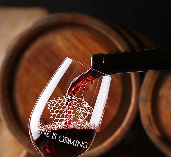"Wine is Coming" Stemless Wine Glass - Perfect Christmas Gift for The Game of Thrones Fan