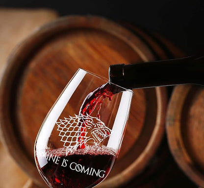 "Wine is Coming" Stemless Wine Glass - Perfect Christmas Gift for The Game of Thrones Fan