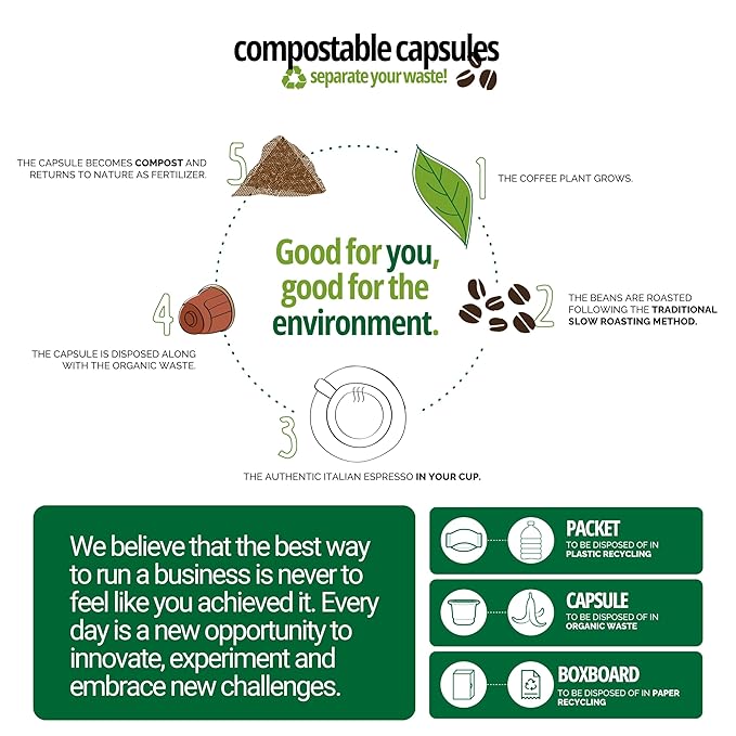 Caffe' Vergnano 1882 Decaf Medium Roast Espresso Original Line Machine Compatible Capsules, Arabica Robusta Espresso Coffee, Italian Coffee for Nespresso Machines, Intensity 5/10, Decaffeinato, 50 Ct