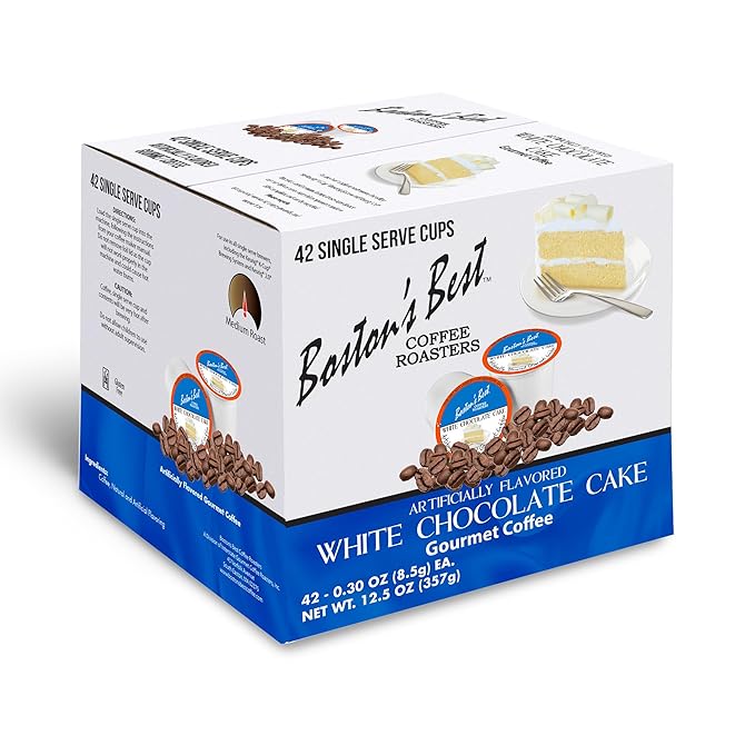 Boston’s Best - White Chocolate Cake Flavored Delicious Gourmet Coffee Compatible with Keurig Coffee Maker, 1 Count (42 Single Serve Medium Roast Cups)