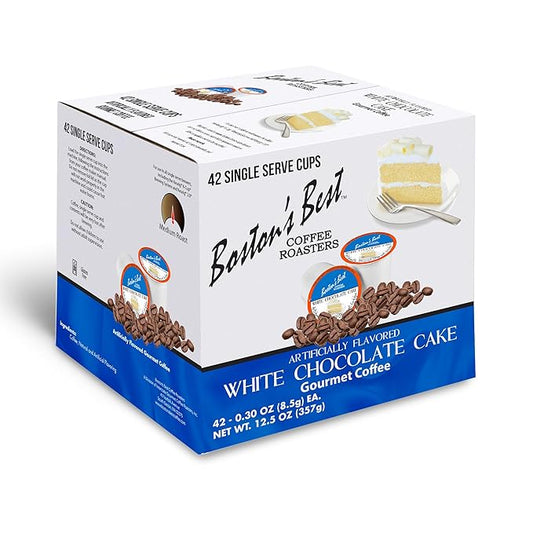 Boston’s Best - White Chocolate Cake Flavored Delicious Gourmet Coffee Compatible with Keurig Coffee Maker, 1 Count (42 Single Serve Medium Roast Cups)