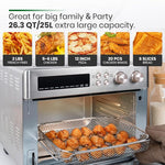Load image into Gallery viewer, Infrared Heating Air Fryer Toaster Oven, Extra Large Countertop Convection Oven 10-in-1 Combo, 6-Slice Toast, Enamel Baking Pan Easy Clean with Recipe Book, Brushed Stainless Steel Finish