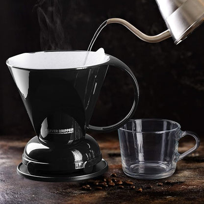 Clever Coffee Dripper and Filters, Large 18 oz (Black)| Barista's Choice| Safe BPA Free Plastic|Includes 100 Filters