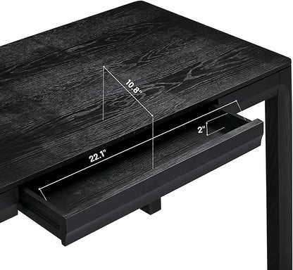NTC Flow Modern Wooden Rectangle Desk Table with Hidden Drawer – Waterproof & Heat Resistant, Burnt Black