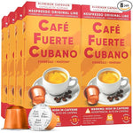 Load image into Gallery viewer, Café Fuerte Cubano, Aluminum Espresso Capsules, Compatible with Nespresso Original Machines, Dark Roast, Intensity 13, High Caffeine, Recyclable Coffee Pods, Roasted and Packaged in USA (80 Count)