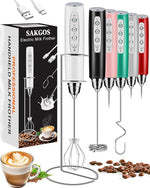 Load image into Gallery viewer, Milk Frother with Stand Rechargeable-Handheld Coffee Frother with 3 Stainless Whisks 3 Speed Adjustable, Electric Whisk Drink Mixer, Foam Maker Blender for Matcha Latte Cappuccino Chocolate