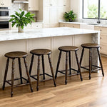 Load image into Gallery viewer, chairus 24" Backless Counter Height Bar Stools Set of 2, Farmhouse Wooden Counter Stools with Round Seat &amp; Turned Legs, Rustic Vintage Colonial Short Bar Chairs for Kitchen Island, Antique Brown