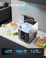Load image into Gallery viewer, EUHOMY Smart Nugget Ice Maker Countertop, Pebble Ice Maker Machine with APP Control, 40lbs/24H, Ready in 7 Mins, Self-Cleaning, Portable Sonic Ice Makers with Hanging Ice Scoop for Home/Kitchen/Office