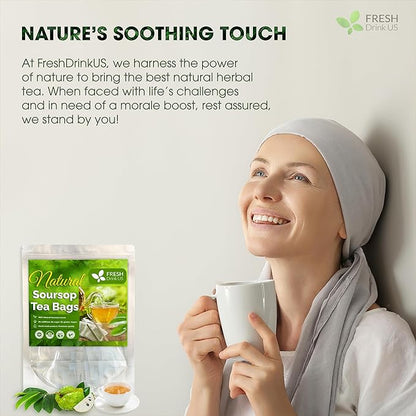 FreshDrinkUS, Premium 33 Soursop Graviola Leaf Tea Bags, 100% Natural & Pure from Soursop Leaves, Hoja Guanabana Herbal Tea. Made with Natural Material Tea Bags. No Sugar, No Caffeine, Vegan.