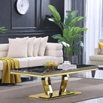 Load image into Gallery viewer, Coffee Table Set with Console Table, 48 inch Black and Gold Coffee Table with Geometric Polished Base, Rectangular Gold Sofa Table for Living Room