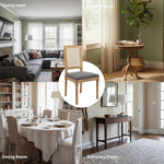 Load image into Gallery viewer, French Country Dining Chairs Set of 2, Grey Modern Kitchen &amp; Dining Room Chairs, Rattan Dining Chair with Linen Upholstered Cushion, High Cane Back, Wood Legs, Sillas de Comedor (Gray, 2 Pcs)