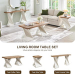 Load image into Gallery viewer, OKD Modern Coffee Table, 48" Twisted Center Table with Wood Thickened Pedestal, Rectangular Rustic Living Room Table, Farmhouse Storage Low Cocktail Tea Table, Antique White