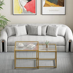 Load image into Gallery viewer, Glass Coffee Table Gold,Nesting Tables Set of 2, Minimalist Coffee Side End Tables for Small Spaces, Sofa Side Tea Coffee Table with Metal Frame for Home, Office, Space-Saving