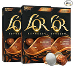 Load image into Gallery viewer, L'OR Espresso Capsules, 30 Count Caramel, Single-Serve Aluminum Coffee Capsules Compatible with the L'OR BARISTA System &amp; *Nespresso Original Machines, 30 Count (Pack of 3)