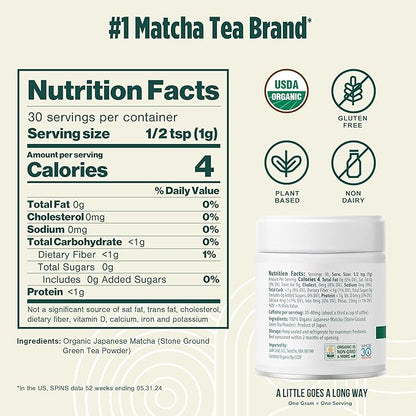 Jade Leaf Matcha Organic Ceremonial Grade Matcha Green Tea Powder - Authentic Japanese Origin - Teahouse Edition Premium First Harvest (1.06 Ounce)