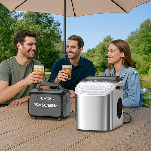 Portable Bullet Ice Maker Machine, One-Click Operation Ice Machine 34LBS/24Hr Production, 6-8 Minutes Quick Ice Making, 1.2L Water Tank, Silver