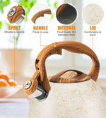 Load image into Gallery viewer, 3.2 Quart Whistling Tea Kettle Stovetop, Stainless Steel Tea pot with Wood Grain Handle, Loud Whistle Kettle for Boiling Water, Coffee &amp; Milk, Easy-Pour Spout Classic Design (Off-white)
