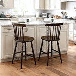Load image into Gallery viewer, chairus 24" Windsor Counter Height Bar Stools Set of 3, Farmhouse Wooden Counter Stools with Spindle Back &amp; Turned Legs, Rustic Vintage Colonial Bar Chairs for Kitchen Island, Antique Brown