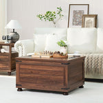 Load image into Gallery viewer, Farmhouse Coffee Table with Hidden Storage,Large Square Center Table for Living Room,Retro Cocktail Tables with Flip-Top Lids, Farm House Tables with Wooden Gourd Feet for Home,Brown Walnut