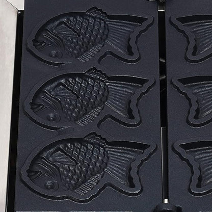 1.5kw Fish Waffle Maker, Stainless Steel Non-Stick Electric Cake W-affle M-aker with Double-Sided Heating Plate, Waffle Maker with 3 Fish-Shaped Mold Slots, 122~572℉, Anti-Scald Handles, Timer（0-5min）