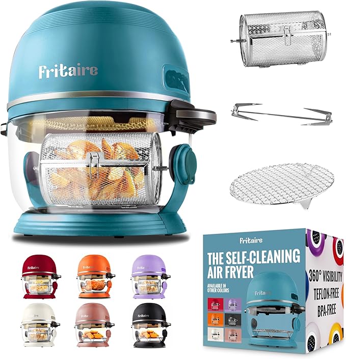Non Toxic Air Fryer™ - Glass AirFryer 5 Quart w/ 360 Visibility, Self-Cleaning, 400F Vortex Air Fryer for Even Cooking, BPA-Free Teflon Free, 6-in-1 Functions, Rotisserie, Roast, Bake, Sage