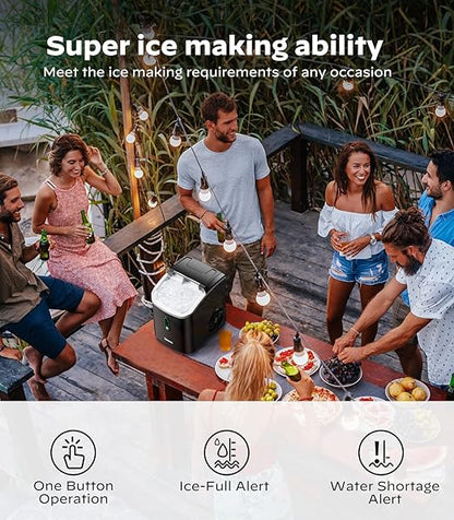 Silonn Nugget Ice Maker Countertop, Portable Pellet Ice Machine with Self-Cleaning Function, Sonic Ice Maker Produces 33lbs of Chewable Ice in 24 Hours, Ideal for Home Kitchen and Office, Black
