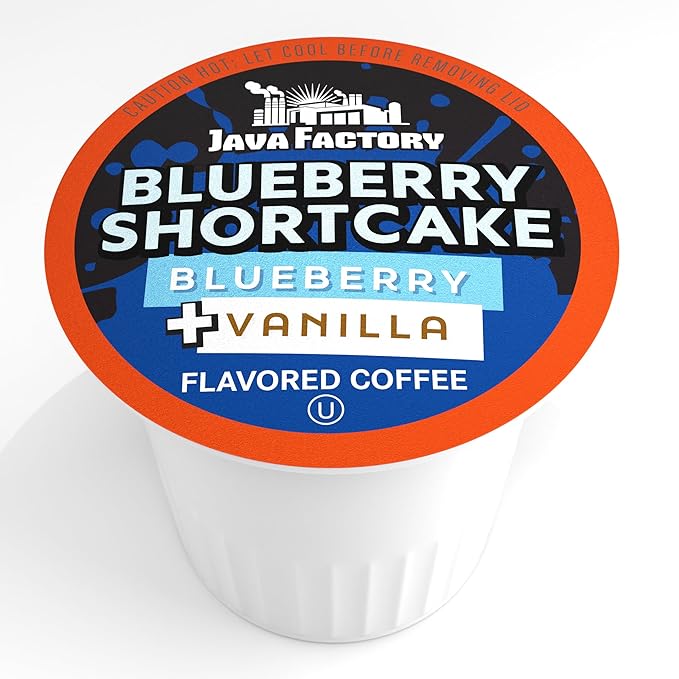 Java Factory Coffee Pods Blueberry Flavored Coffee for Keurig K-Cup Brewers, Blueberry Shortcake, 40 Count