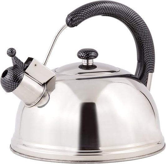 Creative Home 2.7 Qt 304 Stainless Steel Whistling Tea Kettle │ Polished Dome-Style Water Boiler with Heat-Resistant Cobra Handle and Loud Steam Signal │ Stylish Stove-Top Accessory and Gift