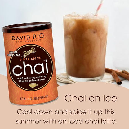 Tiger Spice Chai Tea Latte Mix, 14 Oz, Black Tea, Organic Spices, Dairy Free, Serve Hot or Cold, Just Add Water or Milk, 14 Servings