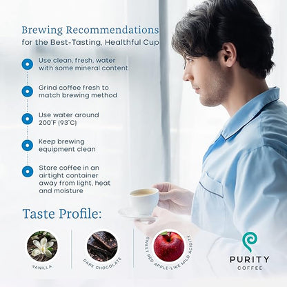 Purity Coffee CALM Decaf Medium Roast Whole Beans - USDA Certified Organic Specialty Grade Arabica Swiss Water Processed Decaffeinated - Third Party Tested for Mold, Mycotoxins, Pesticides - 5 lb Bag