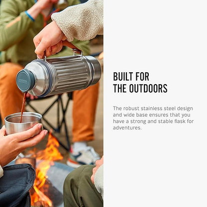 BLACK+BLUM - Insulated Explorer Flask Duo - Vacuum Insulated 304 Stainless Steel Flask with Leak Proof Lid, Nylon Carry Strap and two double-walled steel cups - Keeps Hot and Cold for 24 hours - 1L