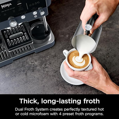 Ninja Luxe Café Premier Series, Espresso Machine, Drip Coffee Maker & Rapid Cold Brew, Integrated Grinder, Assisted Tamper, Hands-Free Frother, for Cappuccinos & Lattes, Cyberspace, ES601CY