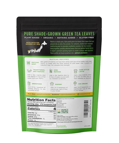 Jade Leaf Matcha Organic Premium Ceremonial Grade Matcha Green Tea Powder - Japanese - Culinary, Ingredient, Ceremonial Barista Teahouse, Latte, Collagen, 8.8 Ounce (Pack of 1), Culinary
