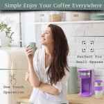 Load image into Gallery viewer, Mixpresso Purple Personal Single Serve Coffee Maker with 14oz Travel Mug, Drip Small Coffee Maker with Auto Shut Off, Reusable Filter, Works with Ground Coffee Only – Not for K-Cup Pods