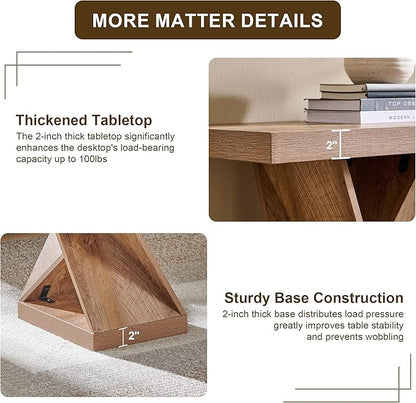 OKD Modern Coffee Table, 48" Twisted Center Table with Wood Thickened Pedestal, Rectangular Rustic Living Room Table, Farmhouse Storage Low Cocktail Tea Table, Light Tree Knot