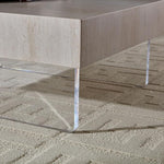 Load image into Gallery viewer, Drum Coffee Table Modern MDF Wooden Tea Table Living Room Square Coffee Table with Acrylic Legs and Marble Grain TopNo Need Assembly