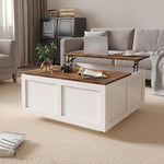 Load image into Gallery viewer, Lift Top Coffee Table with Storage, 31.5" Square White Coffee Table with Large Hidden Storage, Wood Living Room Table Center Table for Living Room Dining Reception Room