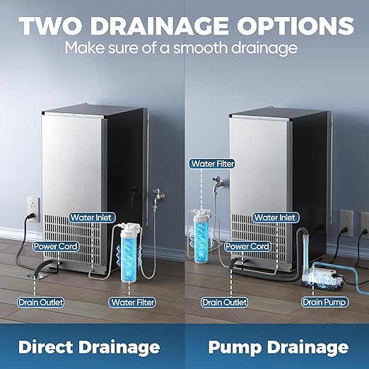 Coolski Commercial Under Counter Ice Maker Machine, Stainless Steel Built-in Freestanding Ice Maker with Condensate Removal Pump, Water Filter, for Home & Commercial Use, 100 LBS/Day