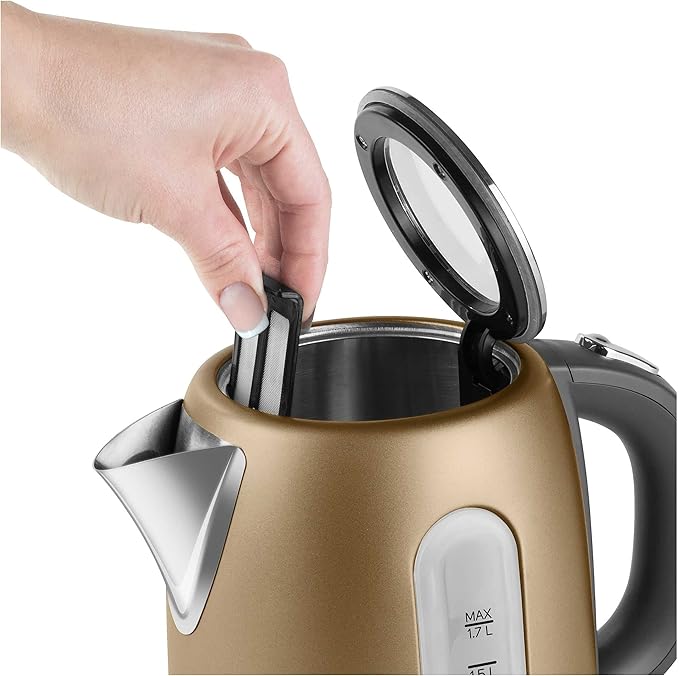 Sencor SWK1777CH 1.7L Stainless Steel Electric Kettle with Lid Safety Lock, Champagne