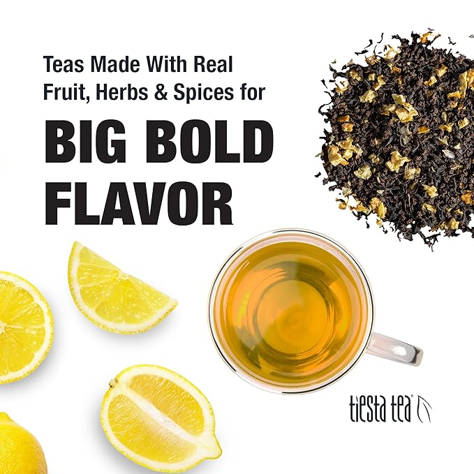 Tiesta Tea - Lemon Black Tea, Loose Leaf, Lemon Citrus Black, Premium Blend, High Caffeinated, Makes Hot or Iced, Brews Up to 25 Cups, 2 Ounce Resealable Pouch