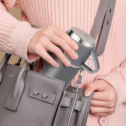 Stainless Steel Thermo 500ml/16.9oz Vacuum Insulated Bottle with Cup for Coffee Hot drink and Cold drink water flask.(Gray,Set)