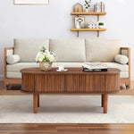 Load image into Gallery viewer, Fluted Lift Top Coffee Table with Hidden Compartment, Fully Assembled Wooden Center Table, Modern Oval Lift Tabletop for Home Living Room Office, Walnut