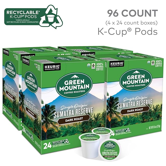 Green Mountain Coffee Roasters Sumatra Reserve Coffee, Keurig Single-Serve K-Cup pods, Dark Roast, 96 Count