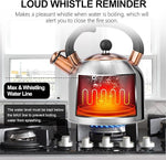 Load image into Gallery viewer, SUSTEAS Tea Kettle - 3.17QT Whistling Kettle with Ergonomic Handle - Premium Stainless Steel Tea Pots for Stove Top, Chic Vintage Teapot with Composite Base, Work for All Stovetops (Silver)