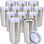 Load image into Gallery viewer, 20oz Tumbler Bulk Stainless Steel Tumbler Cup with Lid Vacuum Insulated Double Wall Travel Mug, Durable Powder Coated Travel Coffee Tumbler Mug for Hot &amp; Cold Drinks, Stainless Steel,12 Pack