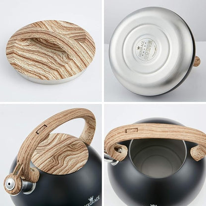 s-p Whistling Tea Kettle Stainless Steel Teapot, Teakettle for Stovetop Induction Stove Top, Fast Boiling Heat Water Tea Pot 2.2 Quart(Black)