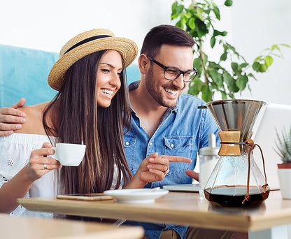 AGOGO Pour Over Coffee Maker Glass - 6/8/10 Cup Barista Kit with 304 Stainless Filter for Home, Office, Camping, Cafes - Easy Clean Coffee Dripper Set (Rag&Brush Included) (10 Cup/34 oz-Diamond Shape)