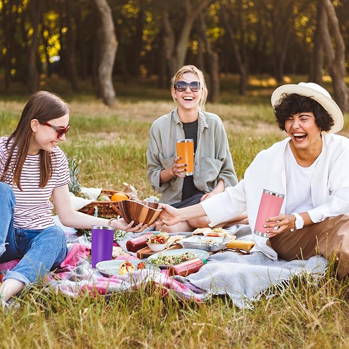 20oz Tumbler Bulk Stainless Steel Tumbler Cup with Lid Vacuum Insulated Double Wall Travel Mug, Durable Powder Coated Travel Coffee Tumbler Mug for Hot & Cold Drinks, Purple,12 Pack