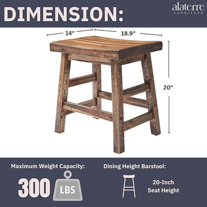 Alaterre Furniture Durango 20-Inch Tall Industrial Wood Dining Stool - Table or Extra Seat - Unique Rustic Industrial Style and Comfort - Farmhouse, Solid Wood Furniture