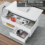 Load image into Gallery viewer, HOMMPA 40“ Lift Top Coffee Table with Storage LED Coffee Table Morden High Gloss Living Room 3 Tiers Modern Tea Table with Storage Center Tables Hidden Compartment &amp; Open Shelve &amp; Drawer White